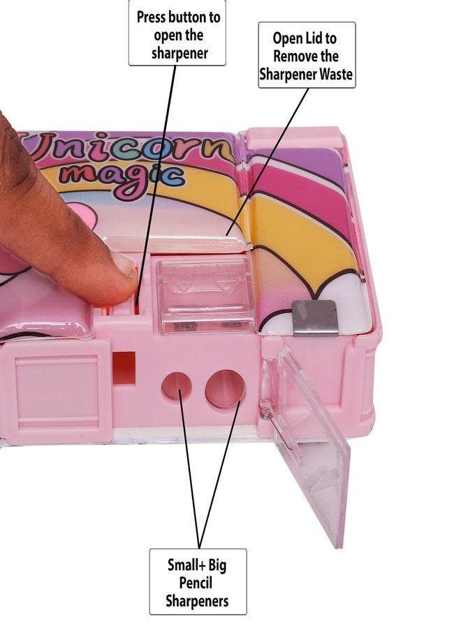 CherryBox Unicorn Pencil Case with Sharpener - Magnetic Stopper Unicorn Pencil Box for Kids, Stationary Organizer Box, Pencil Box for Girls, Kids, Boys, Return Gift for Children (Pink) - Image 3